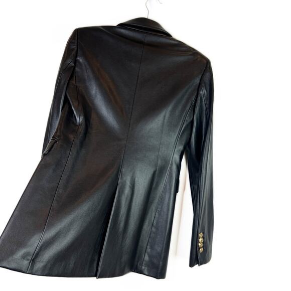 Zara Black Faux Leather Blazer With Gold Buttons. Blogger Fave. Like New. - Picture 12 of 16